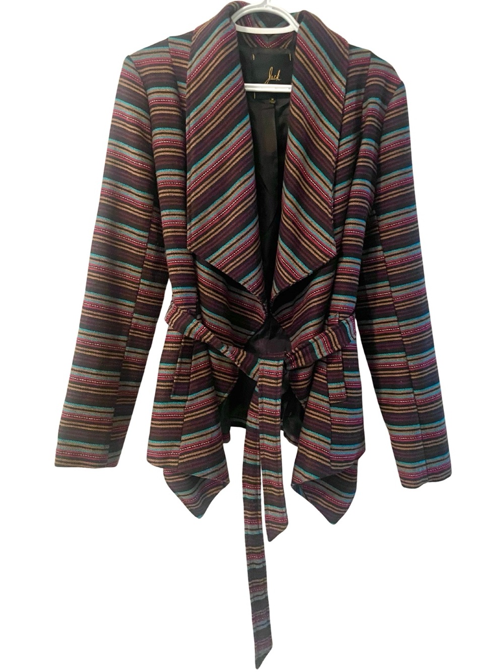 Jack by BB Dakota Boho Draped Aztec Striped Knit Wrap Jacket